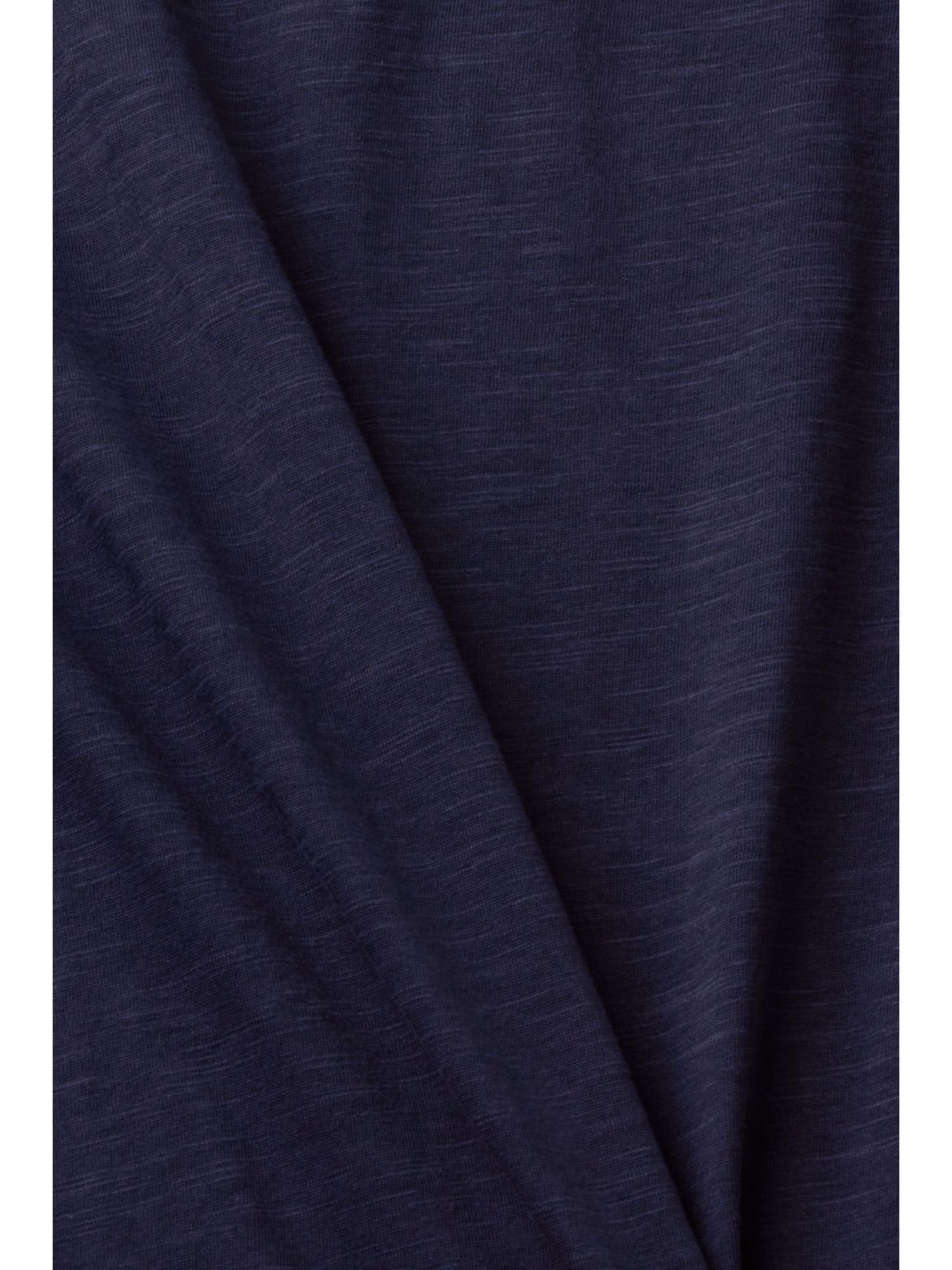 Esprit T-Shirt Baumwoll-T-Shirt (1-tlg) mit Ziernähten NAVY und V-Ausschnitt