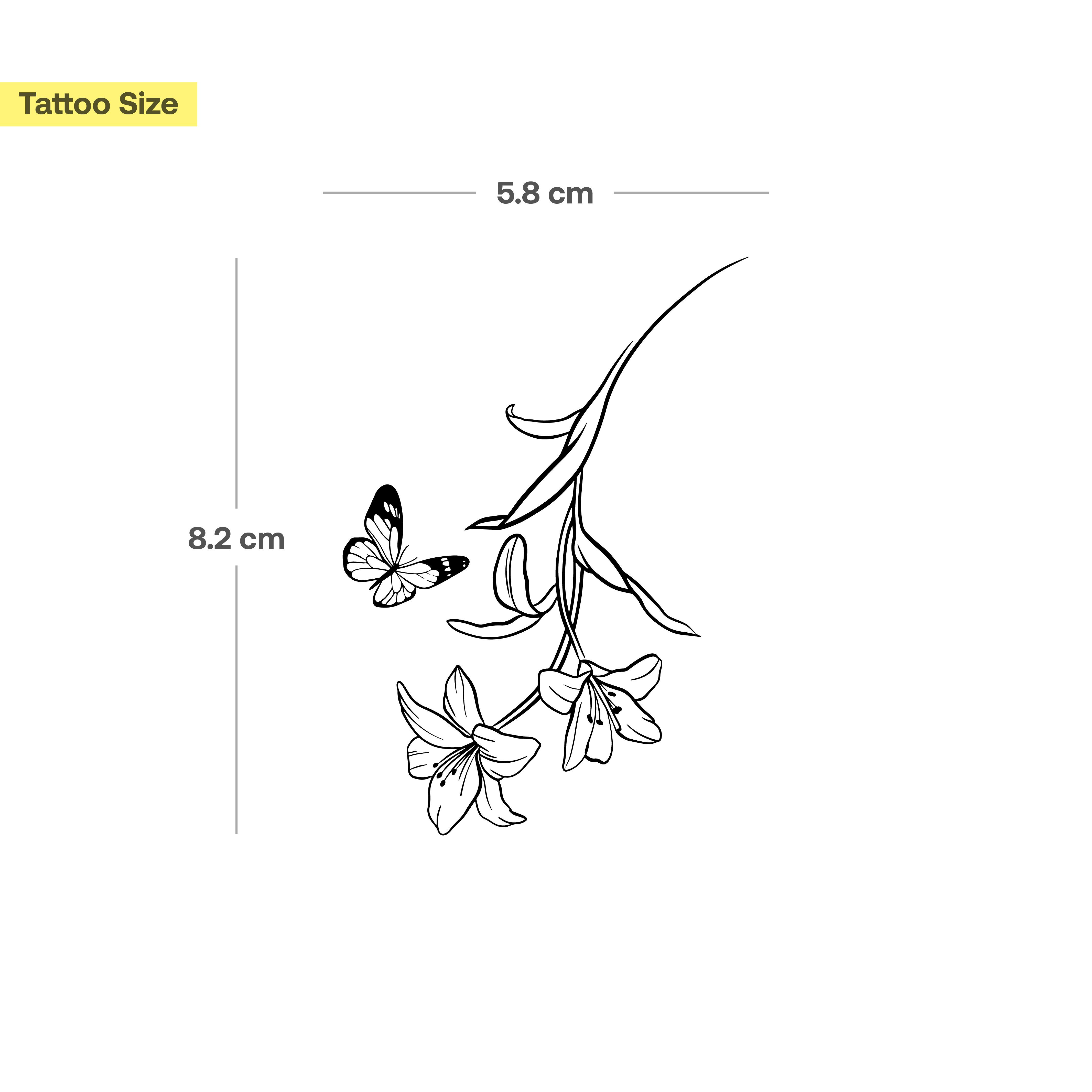 Inkster Schmuck-Tattoo Schmetterling und Blume Tattoo, wasserfestes temporäres Tattoo, 2 Wochen Halt