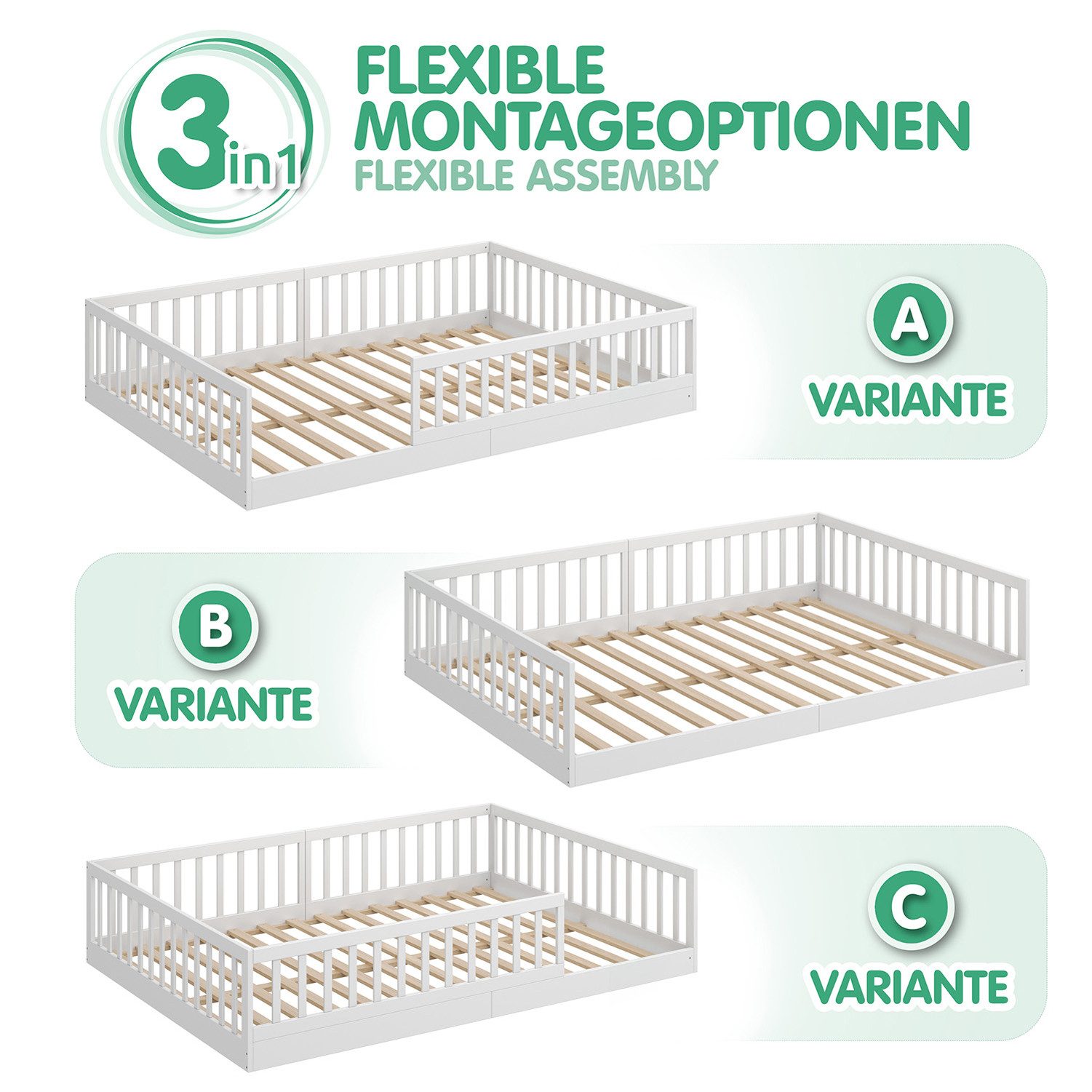 CADANI Kinderbett CADANI Timi Kinderbett Montessori Bodenbett (abnehmbarer günstig online kaufen