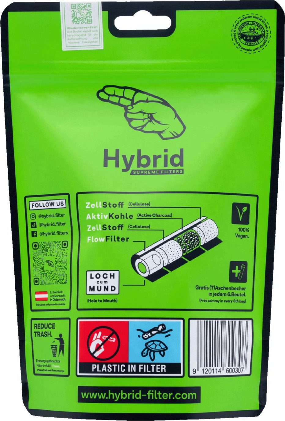 Hybrid Supreme Filters Aktivkohlefilter Hybrid Slimfilter 250er Stück Mix bunt für Selbstdreher