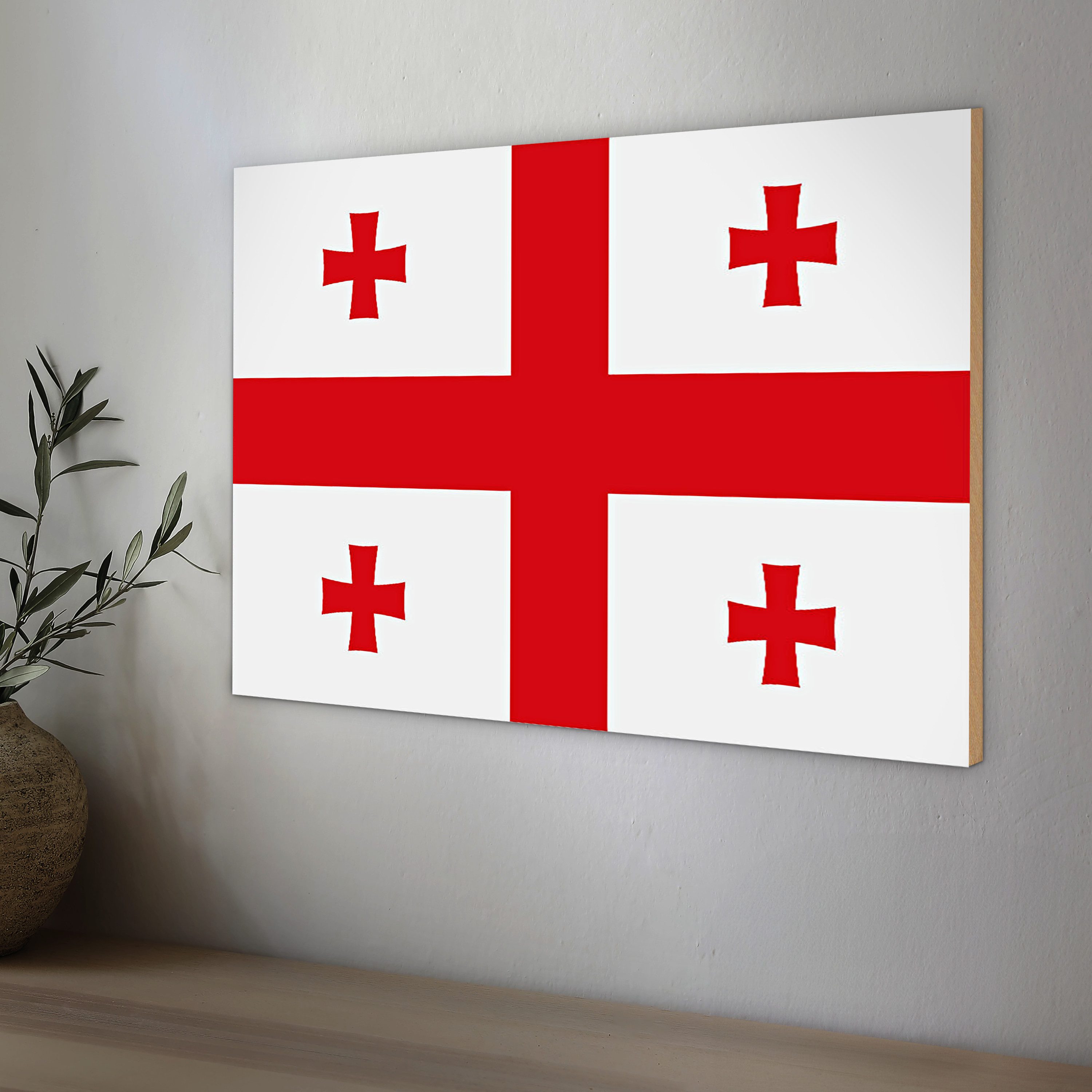 Roomando Holzbild Flagge Georgien 40x30cm Flag of Georgia
