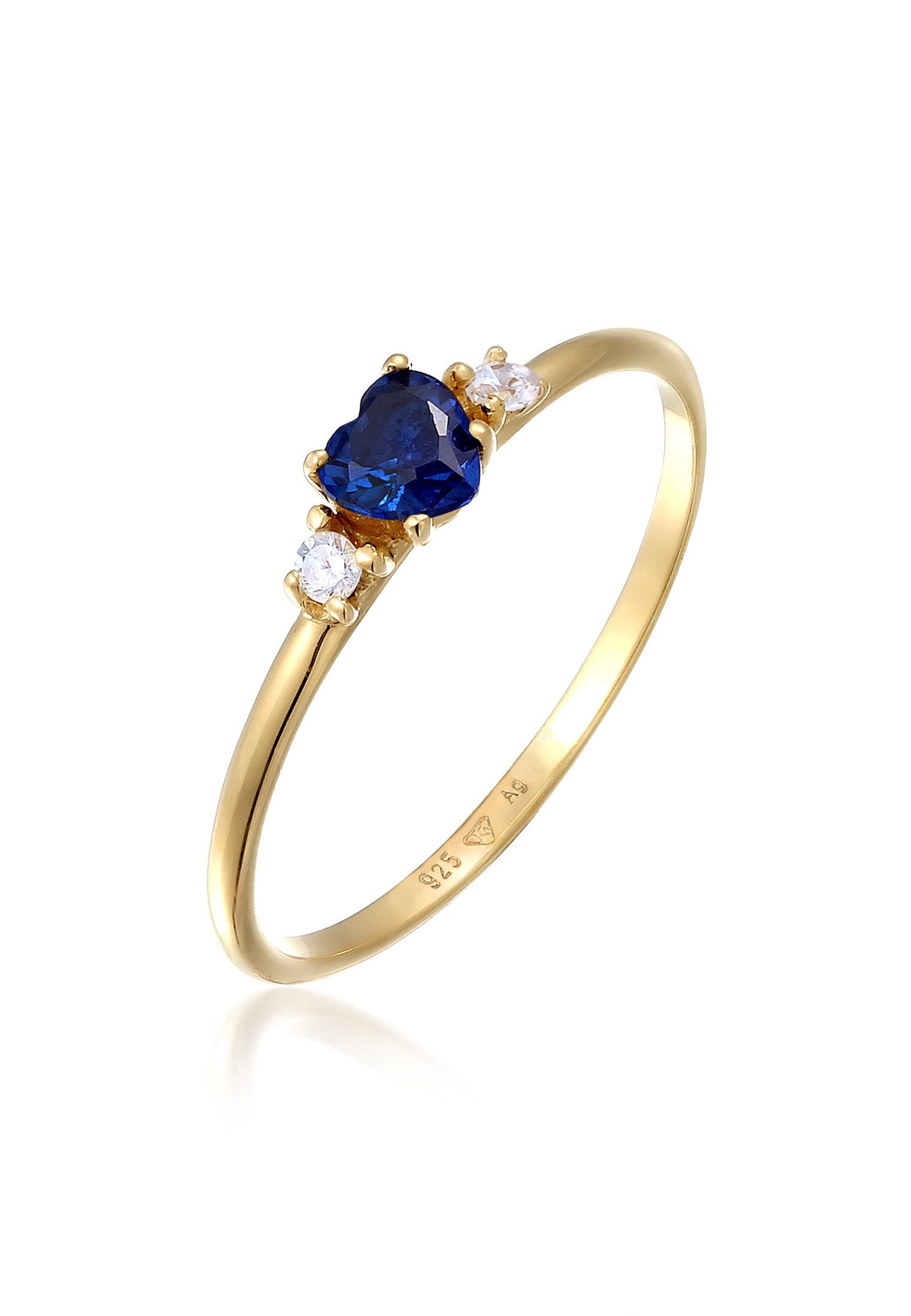 Elli Fingerring Damen Ring Herz Zirkonia Liebe Verlobung 925 Silber vergoldet