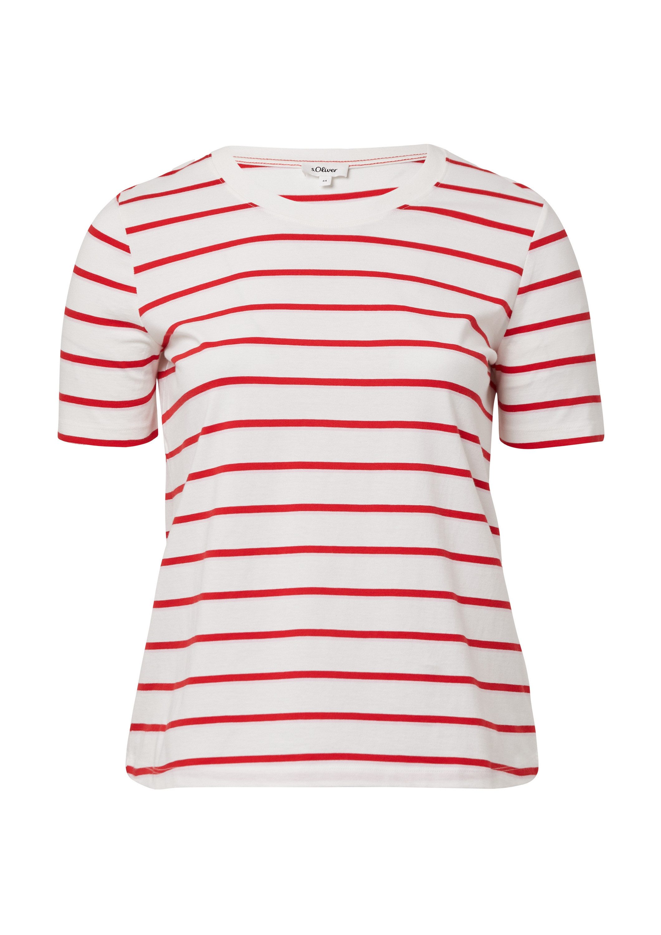 s.Oliver Kurzarmshirt T-Shirt Verkürztes Baumwoll-T-Shirt mit Streifen günstig online kaufen