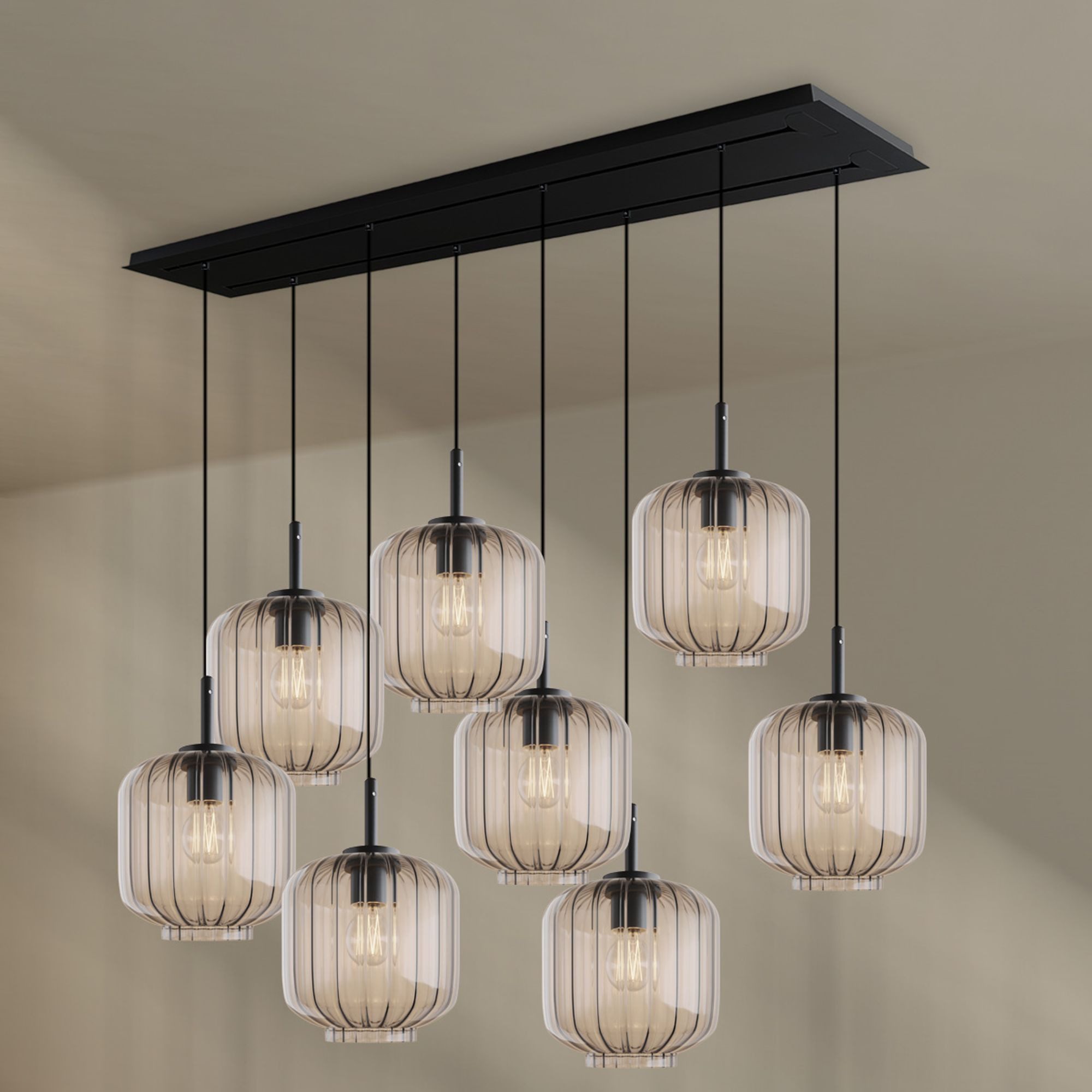 s.luce Pendelleuchte Velo Esstischleuchte 8-flg 160cm 2-reihig Ø 20cm Klar