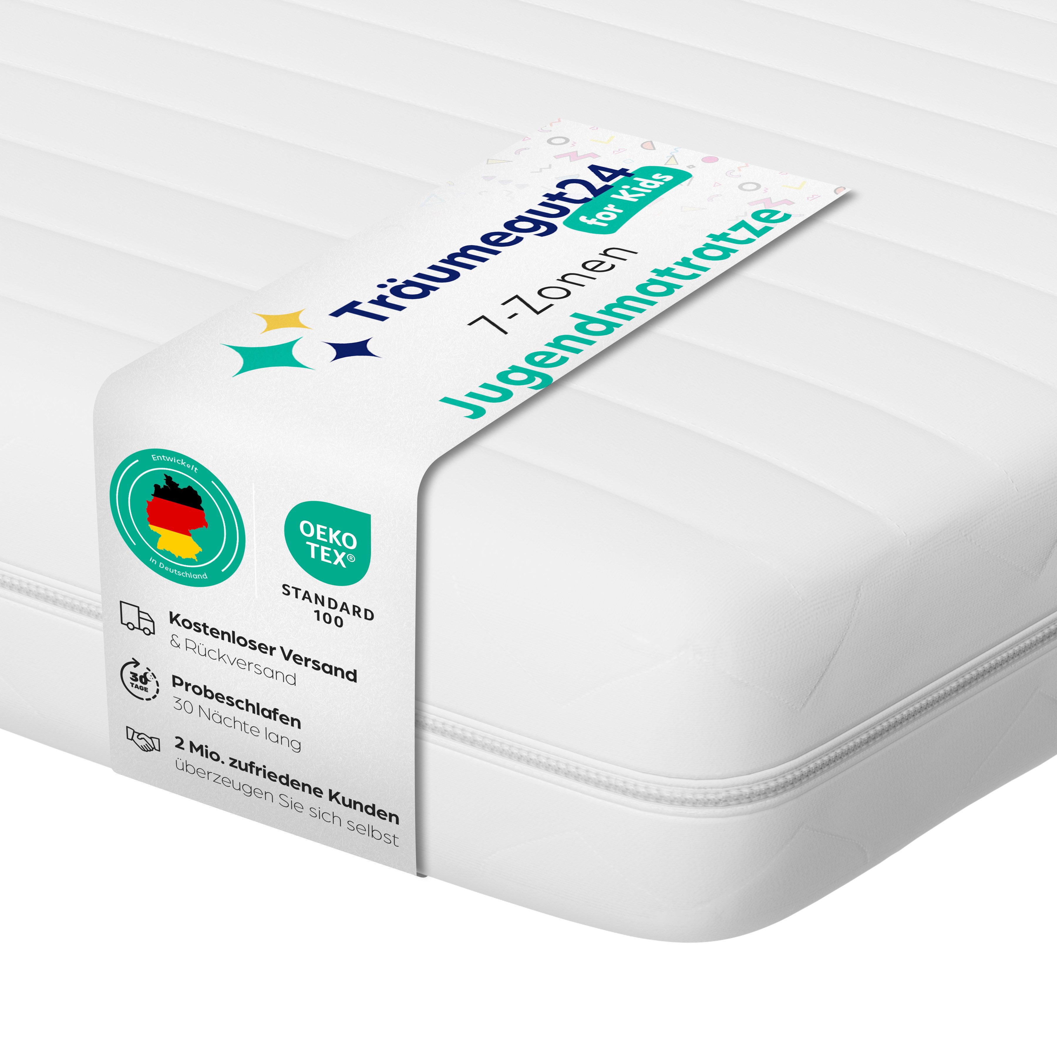 Jugendmatratze - Kaltschaummatratze für Jugendliche mit Klimafaser - Härtegrad H2&H3, Träumegut24, verschiedene Größen und Höhen