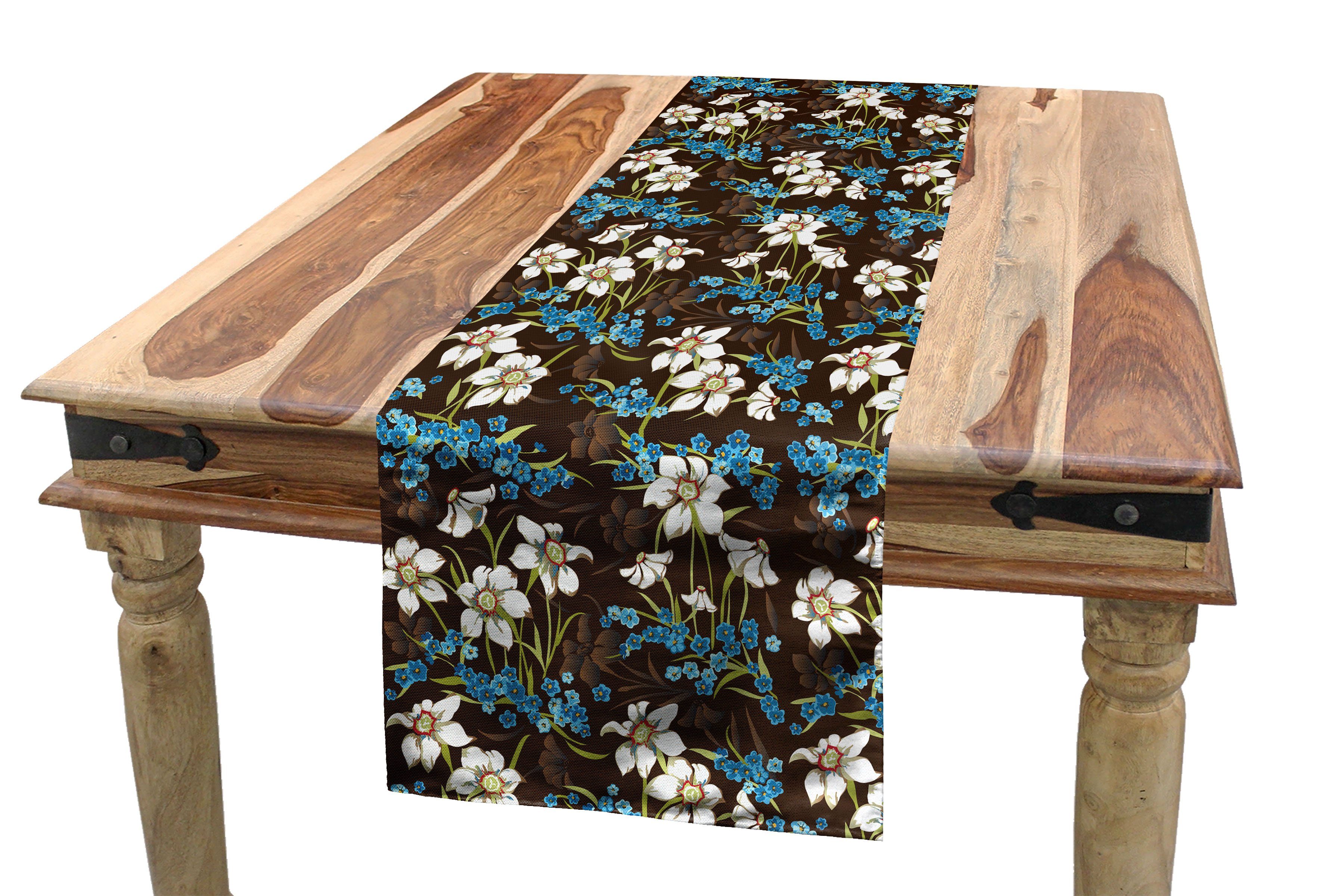 Abakuhaus Tischläufer Esszimmer Küche Rechteckiger Dekorativer Tischläufer, Brown und Blau Cornflowers | Tischläufer