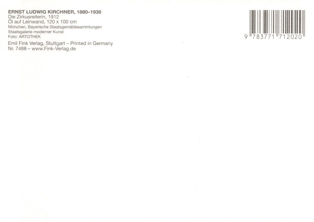 Thumbnail - Postkarte Kunstkarte Ernst Ludwig Kirchner "Die Zirkusreiterin"