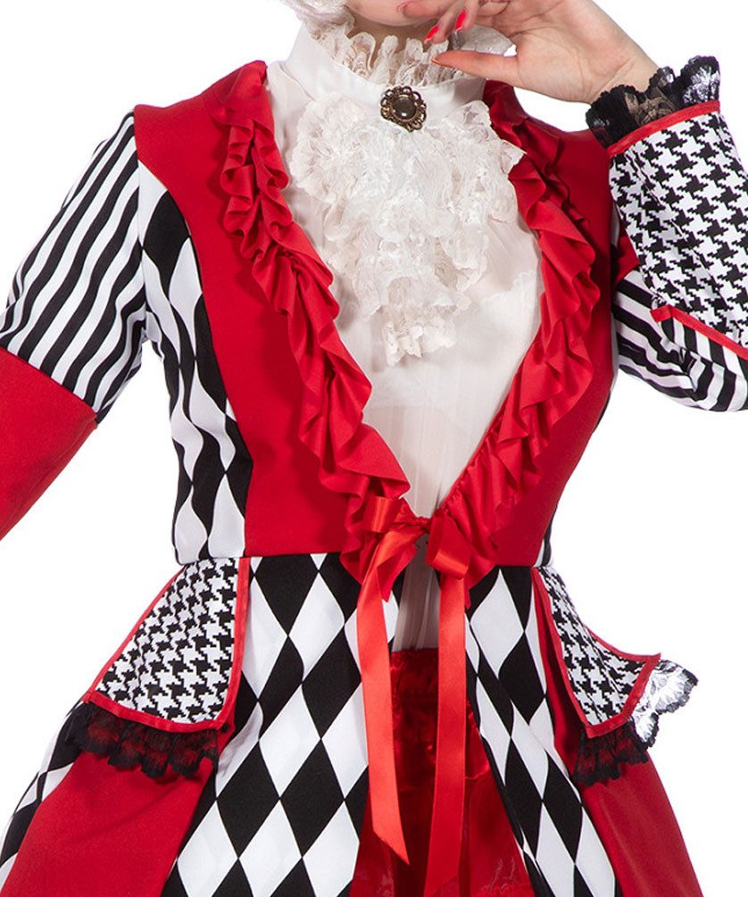Karneval-Klamotten Kostüm Jacke Rot weiß schwarz kariert Damen große Größen, Plus Size Karneval Jacke Frack Damenkostüm Hochwertig Prunksitzung