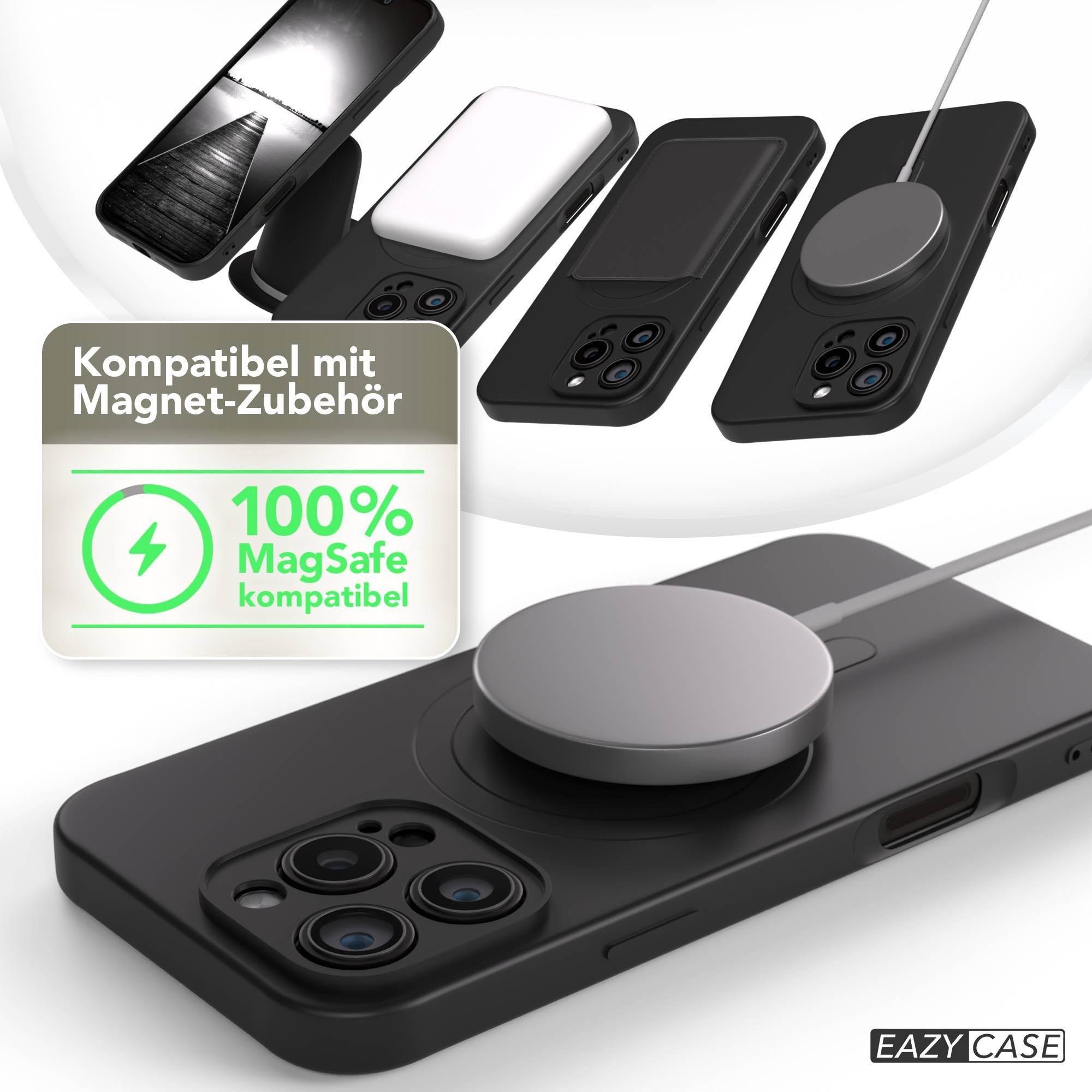 EAZY CASE Handyhülle für Apple iPhone 16 Pro Max Hülle Silikon 6,9 Zoll, Schutzhülle mit MagSafe kratzfest Back Cover Kameraschutz Schwarz – Bild 5 von 5