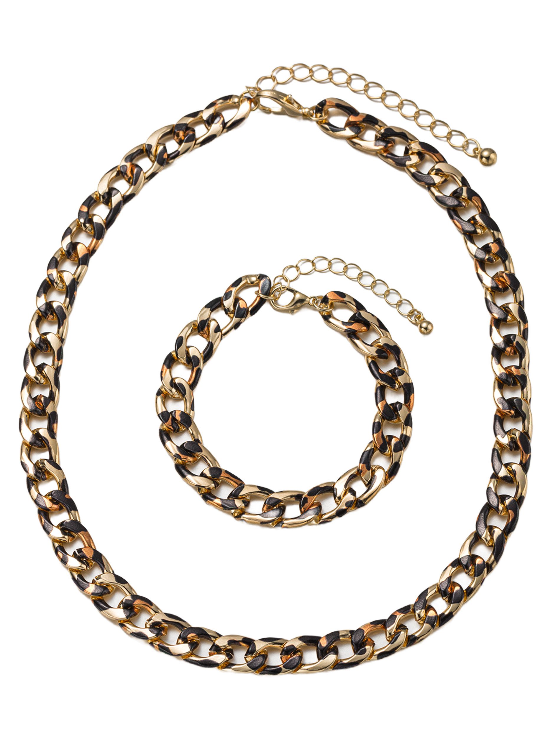 Aniston JEWELRY & WATCHES Ketten und Armband Set Multipack Schmuck Geschenk Kupfer Armkette Halskette Animalprint (Set, 2-tlg). € 29,99