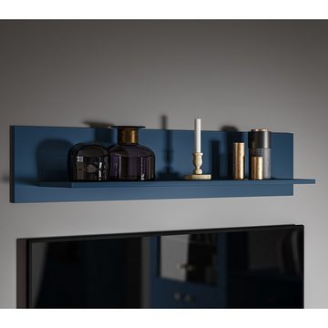 Lomadox Wohnwand MONTPELLIER-131, (4-St), dunkelblau, LED-Beleuchtung, Füße & Griffe goldfarben, mit Couchtisch