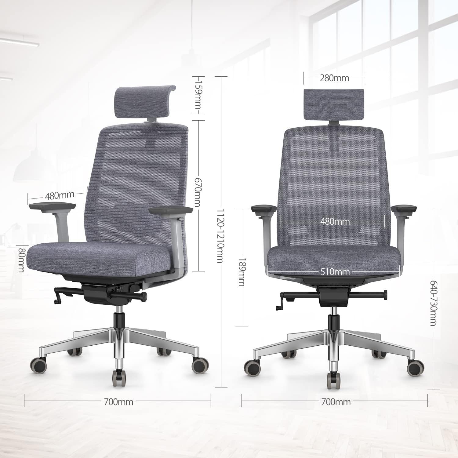 FelixKing Bürostuhl (Ergonomischer Gepolsterter Bürostuhl Lordosenstütze Ergonomischer Sitz), mit Kopfstütze Und Burostuhl,Schreibtischstuhl Verstellbarer