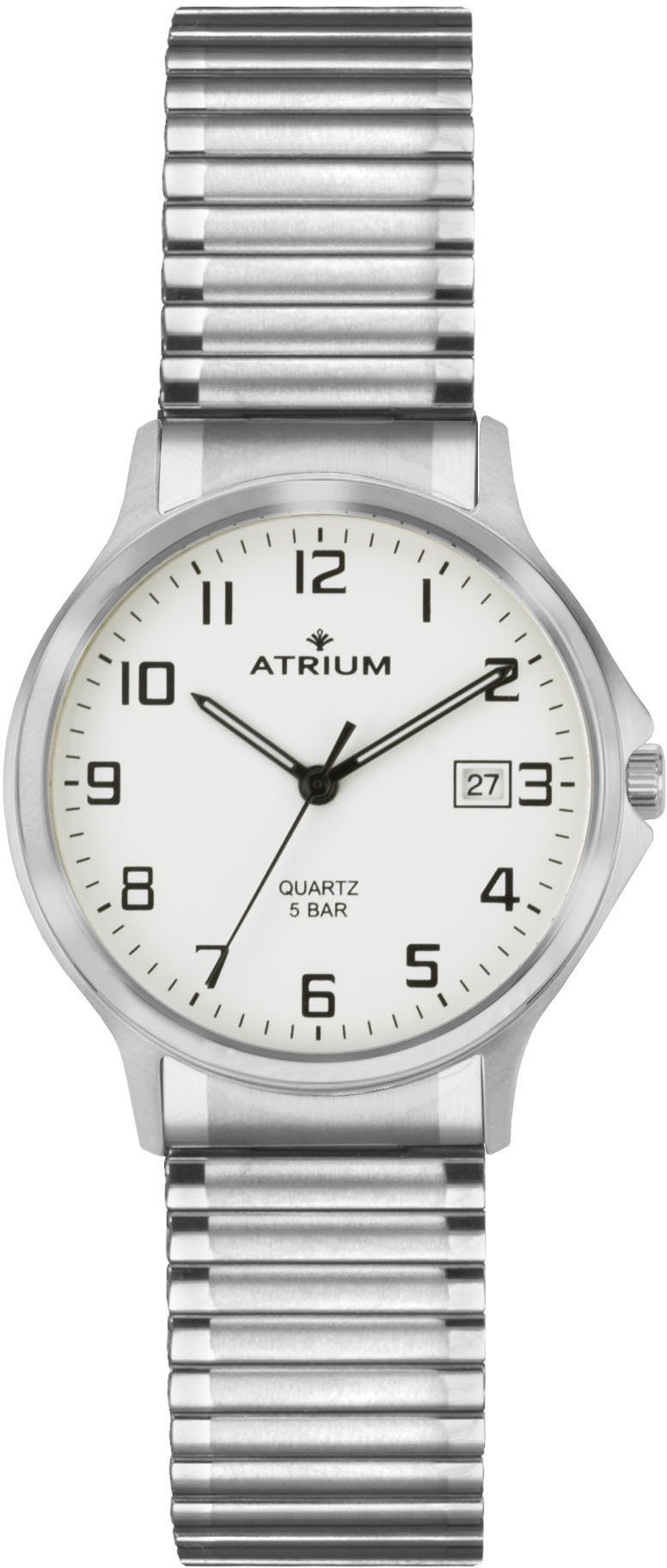 Atrium Quarzuhr A12-50, Armbanduhr, Herrenuhr,Damenuhr,Datum,Flexband,Zugband,Edelstahlarmband