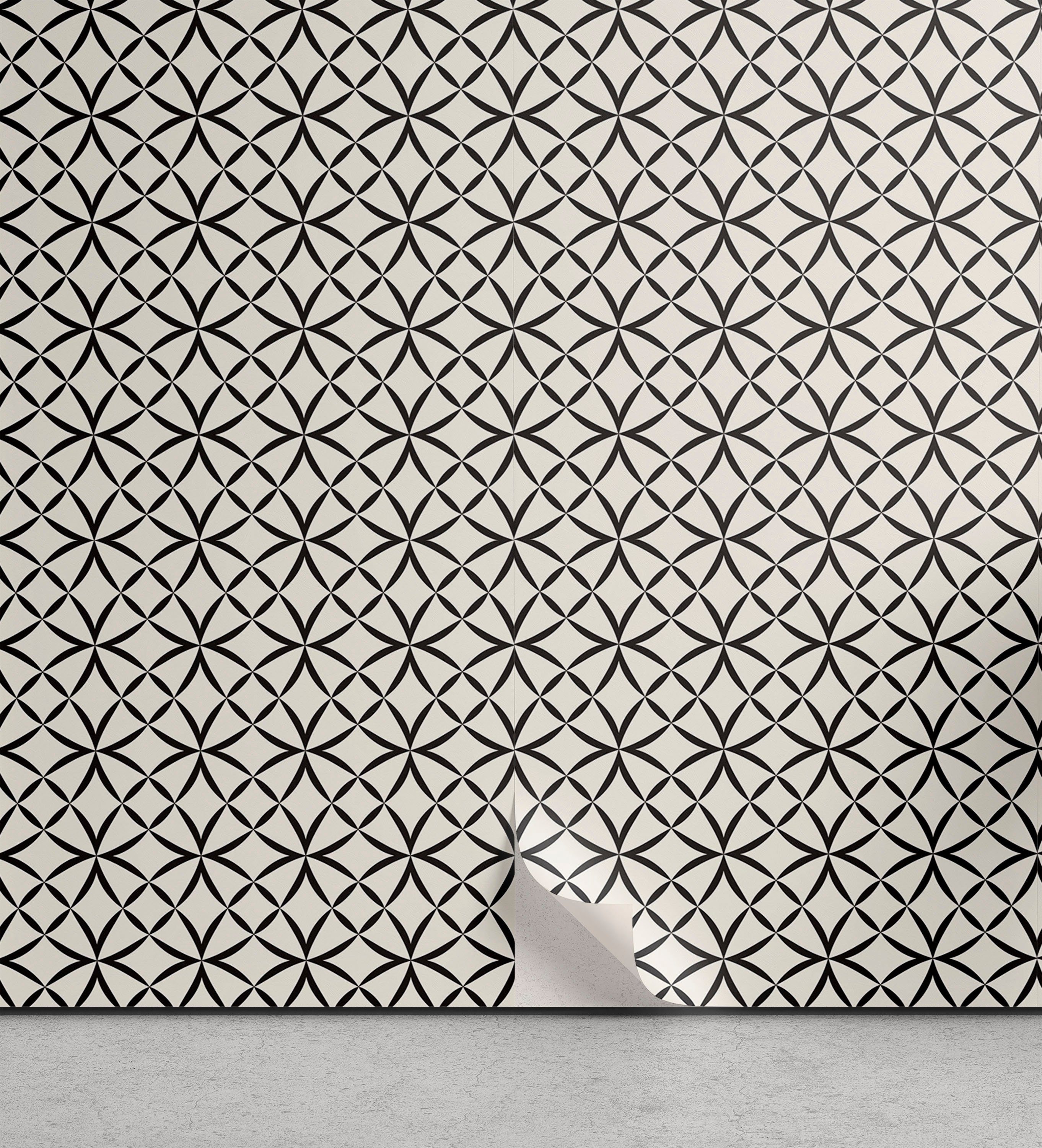Abakuhaus Vinyltapete selbstklebendes Wohnzimmer Küchenakzent, viktorianisch Komplizierte Geometrische Runde
