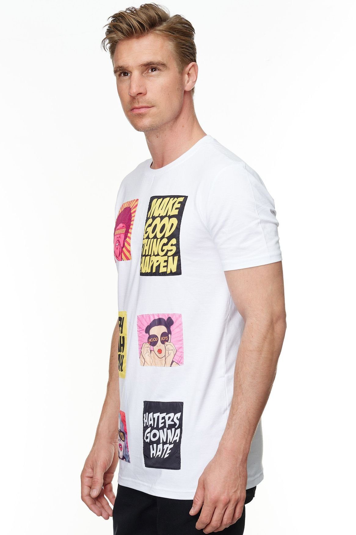Uniplay T-Shirt Meme Art Weiß Fan (1-tlg) in Rundhals Comic Shirt Pop 3493 T-Shirt Modern