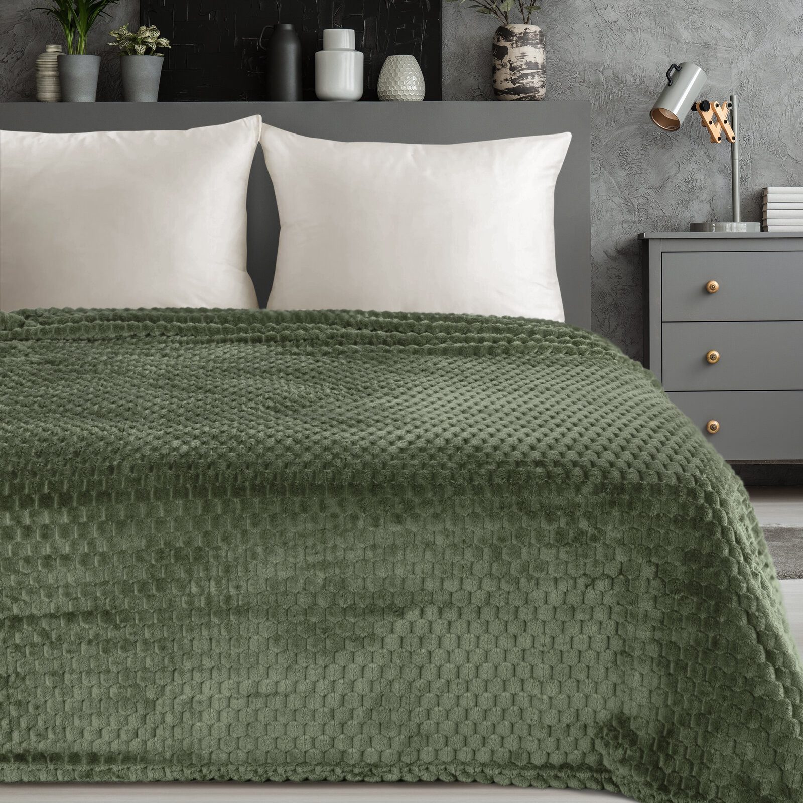 Wohndecke CINDY/6, Design91, Tolle Struktur, Waffelmuster, Weich, Karierte günstig online kaufen