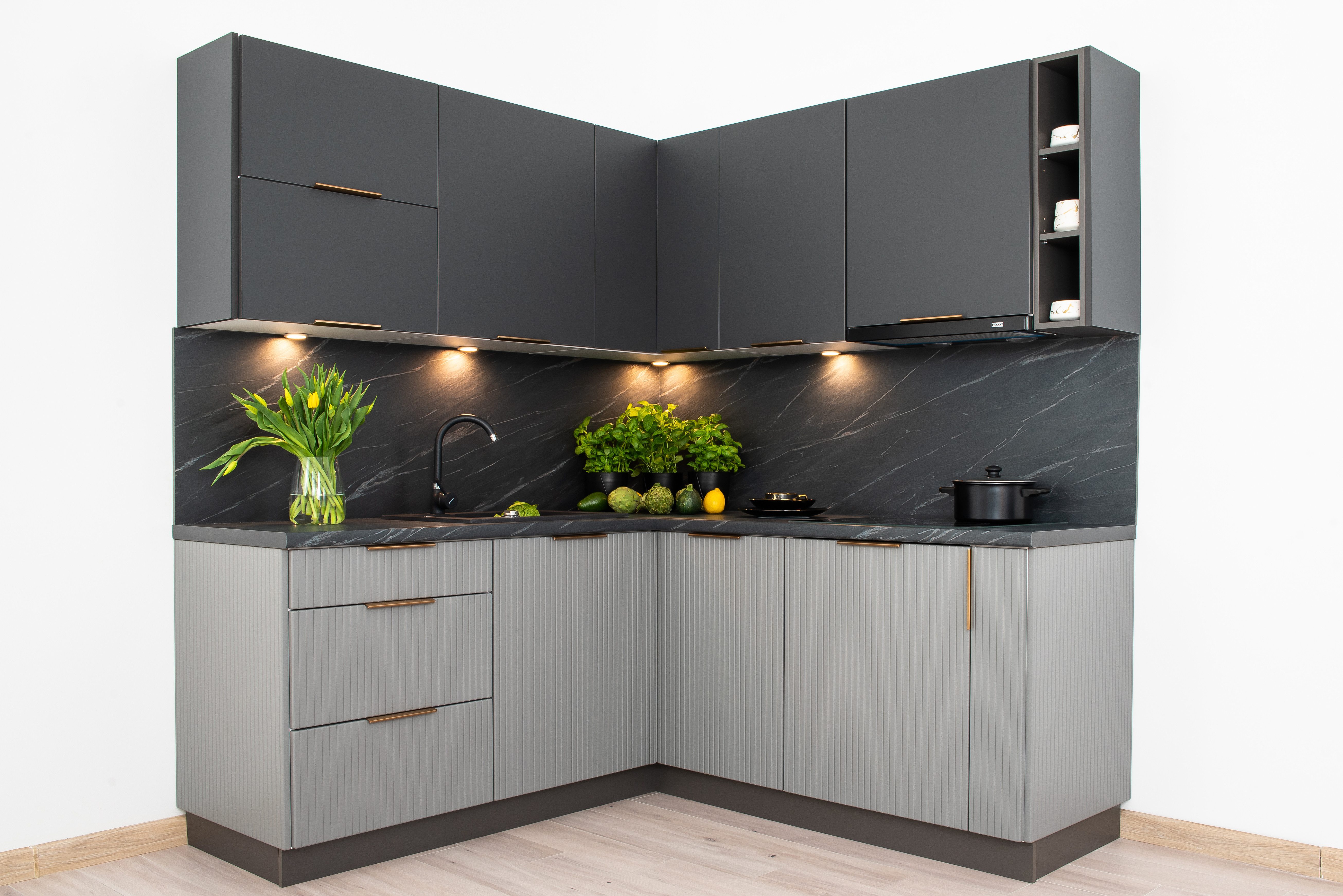 ROYAL24_MARKT Winkelküche KS6-G350 – MAX & KATE 190 × 180 cm – Modern & funktional, (Komplett Set), Feinste Qualität - Modern - Zeitlos