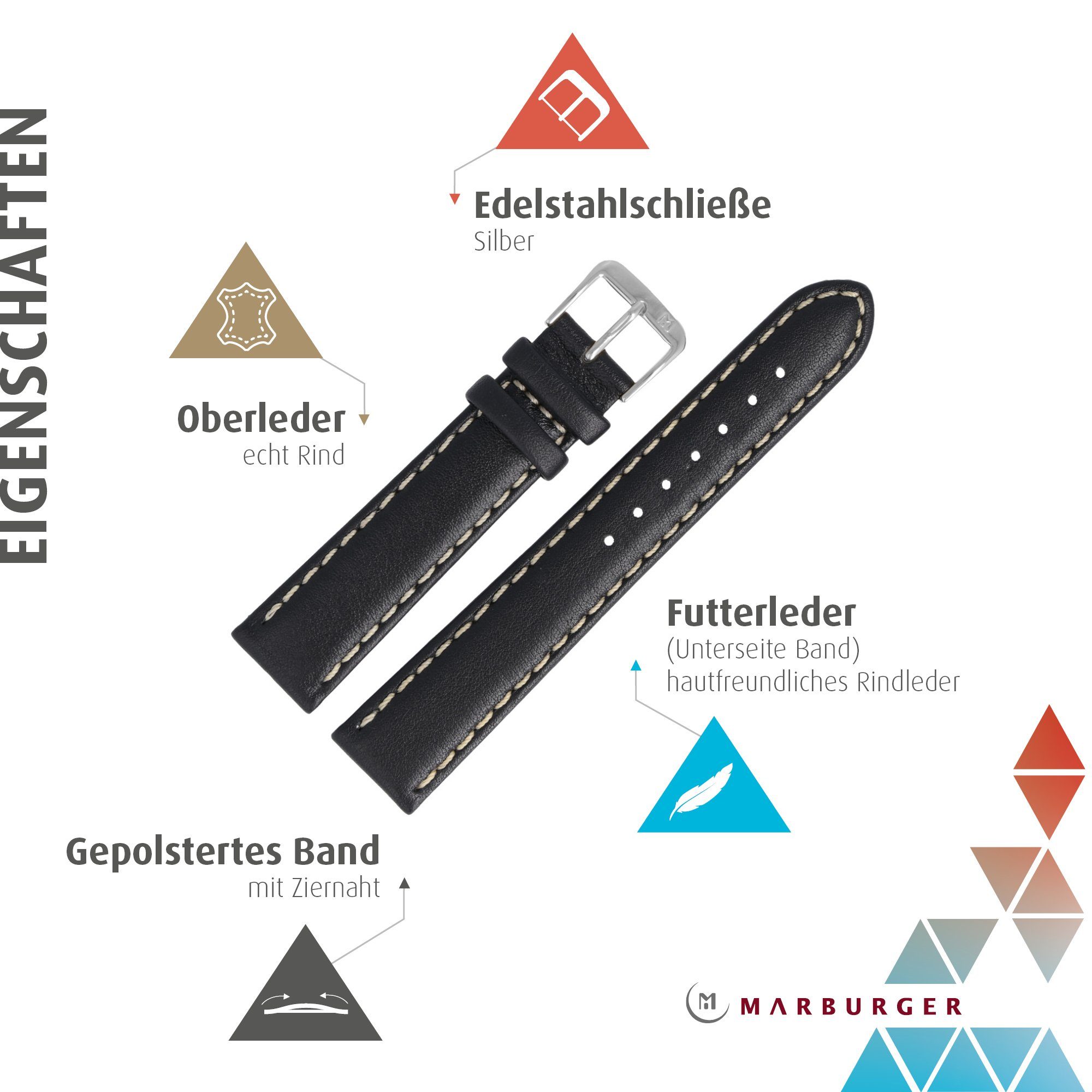 MARBURGER Uhrenarmband 22mm Leder günstig online kaufen