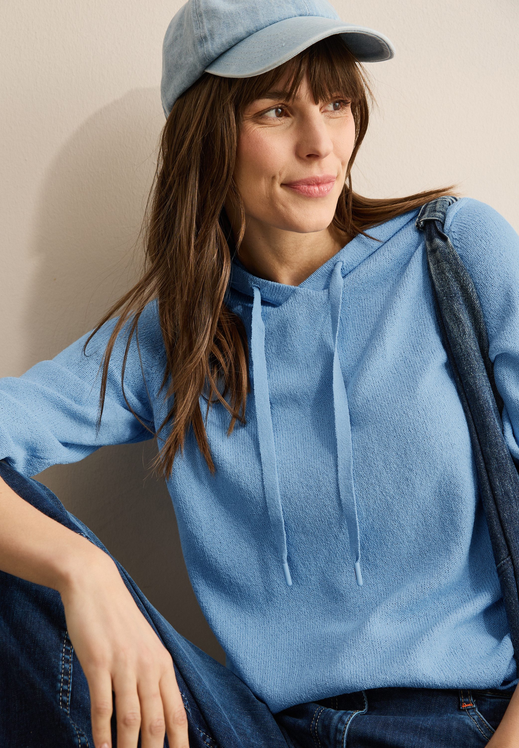 CECIL Strickpullover mit Kapuze und Tunnelzug