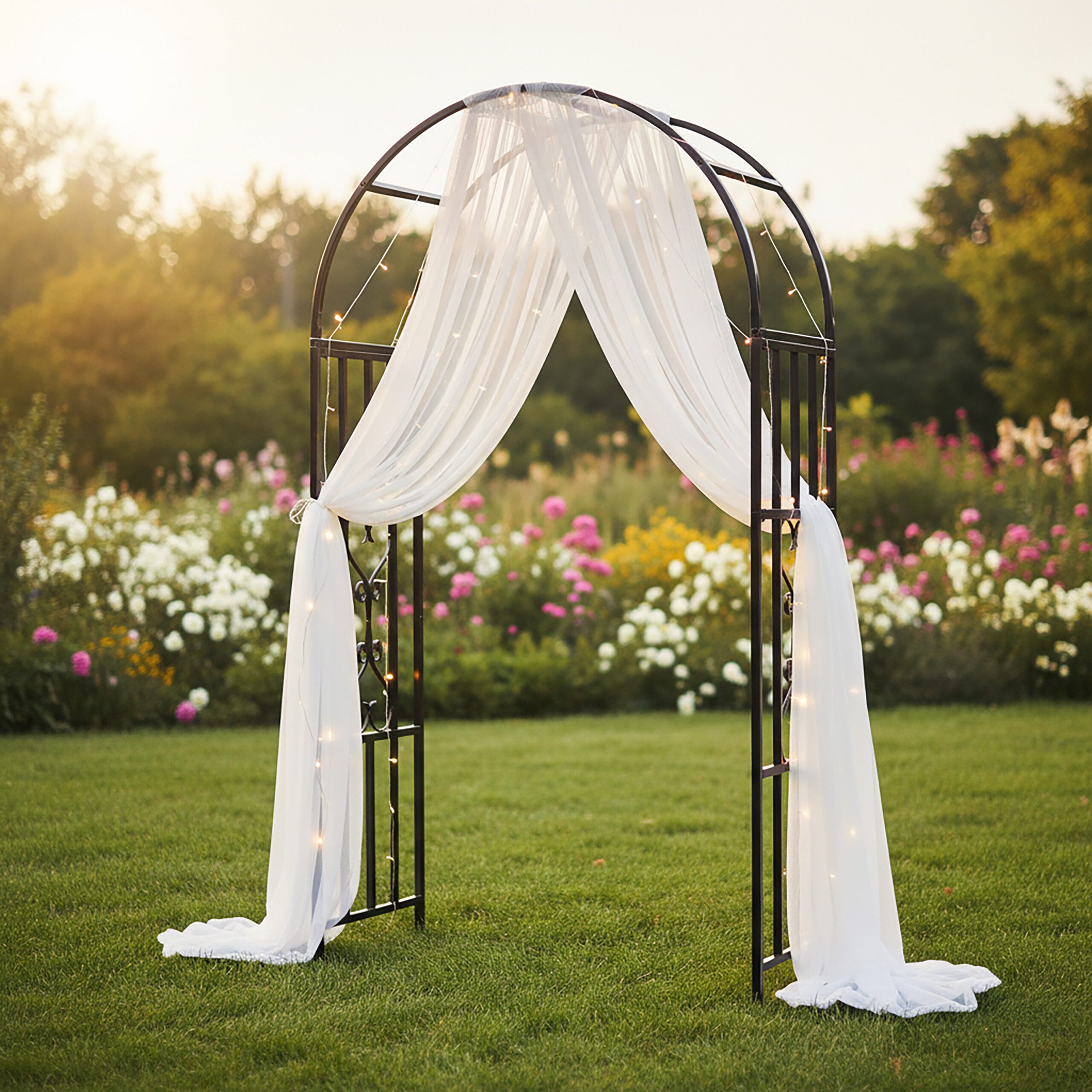relaxdays Rosenbogen Schwarzer Rosenbogen aus Metall