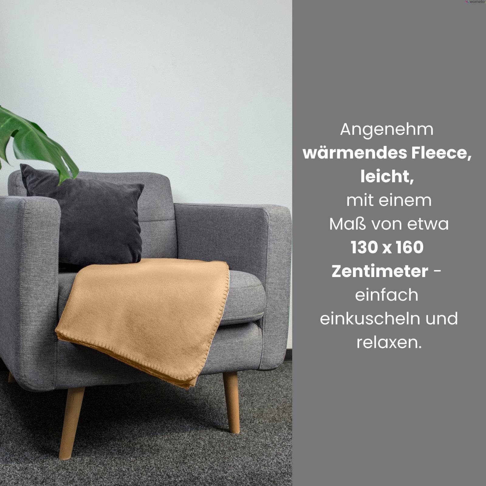 Wohndecke Polar-Fleece, wometo, (3er Set Fleecedecken) mit  Kettel-Einfassung & Anti-Pilling