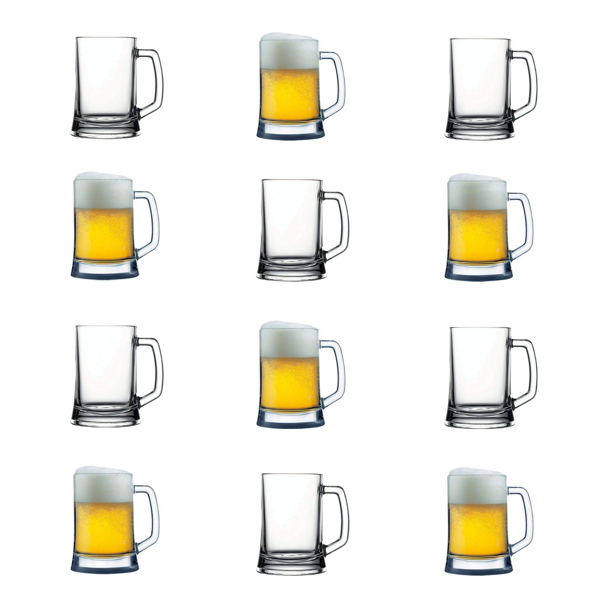 Pasabahce Bierglas Pasabahce Pub Bierglas 500 ml – Klares Glas mit Henkel, 12-tlg.