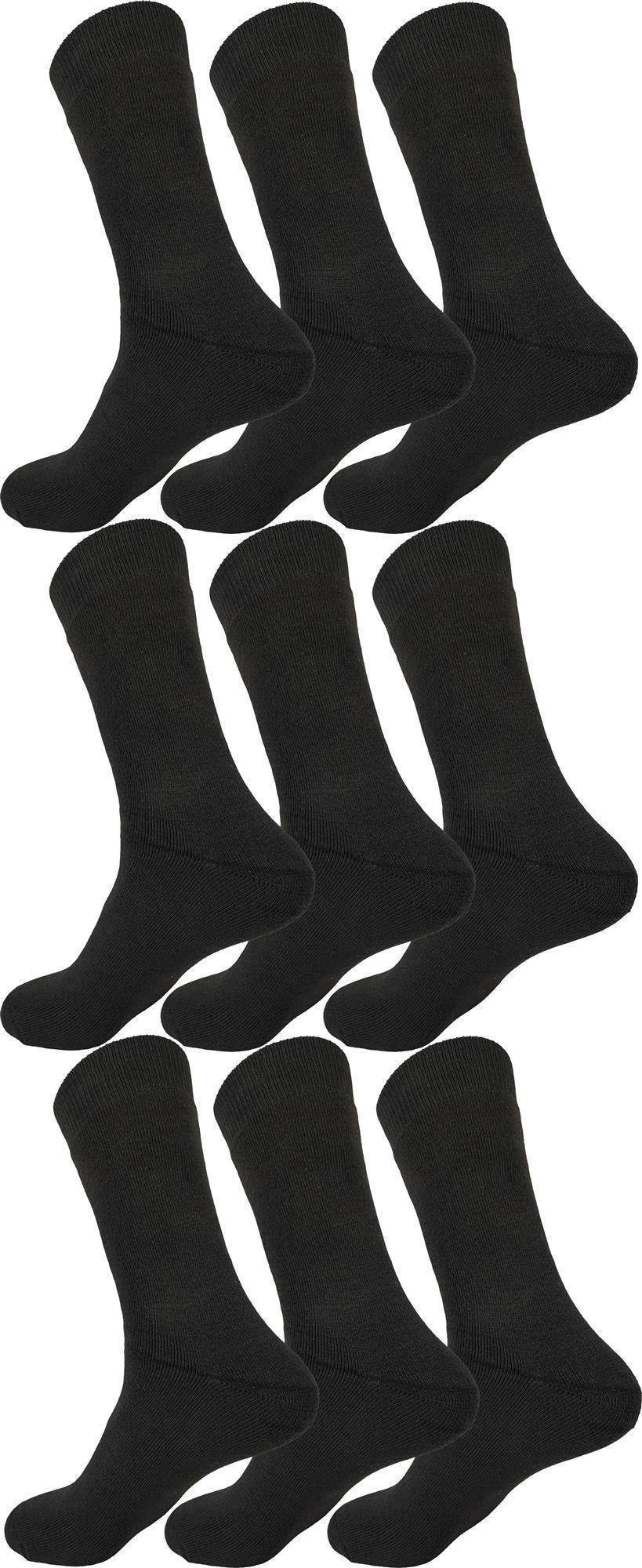 Baumwolle; 12 12 43-46 39-42 Winter Socken Paar Schwarz Thermo Paar, Warm Thermosocken (12-Paar) Vollfrottee EloModa