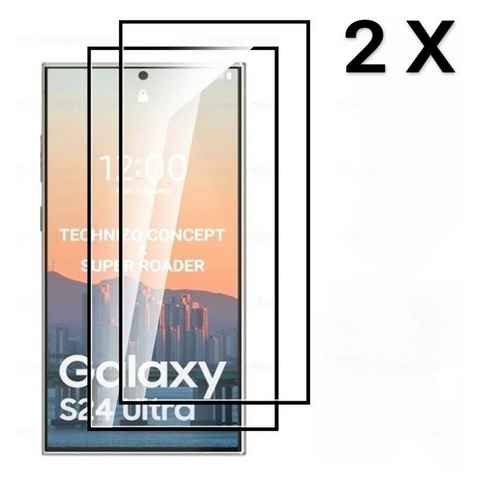 OLi Schutzfolie 2X 9D mit Ränder Displayschutzglas für Samsung Galaxy S24 Ultra, (Spar-Set, 2-St), Stoßfeste Panzer Schutz Glass Kratzfest