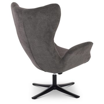 Raburg TV-Sessel Relaxsessel modern, 360° drehbar, Dunkelgrau, Maxim, samtige Mikrofaser & mattschwarzes Gestell, Belastbarkeit 120 kg
