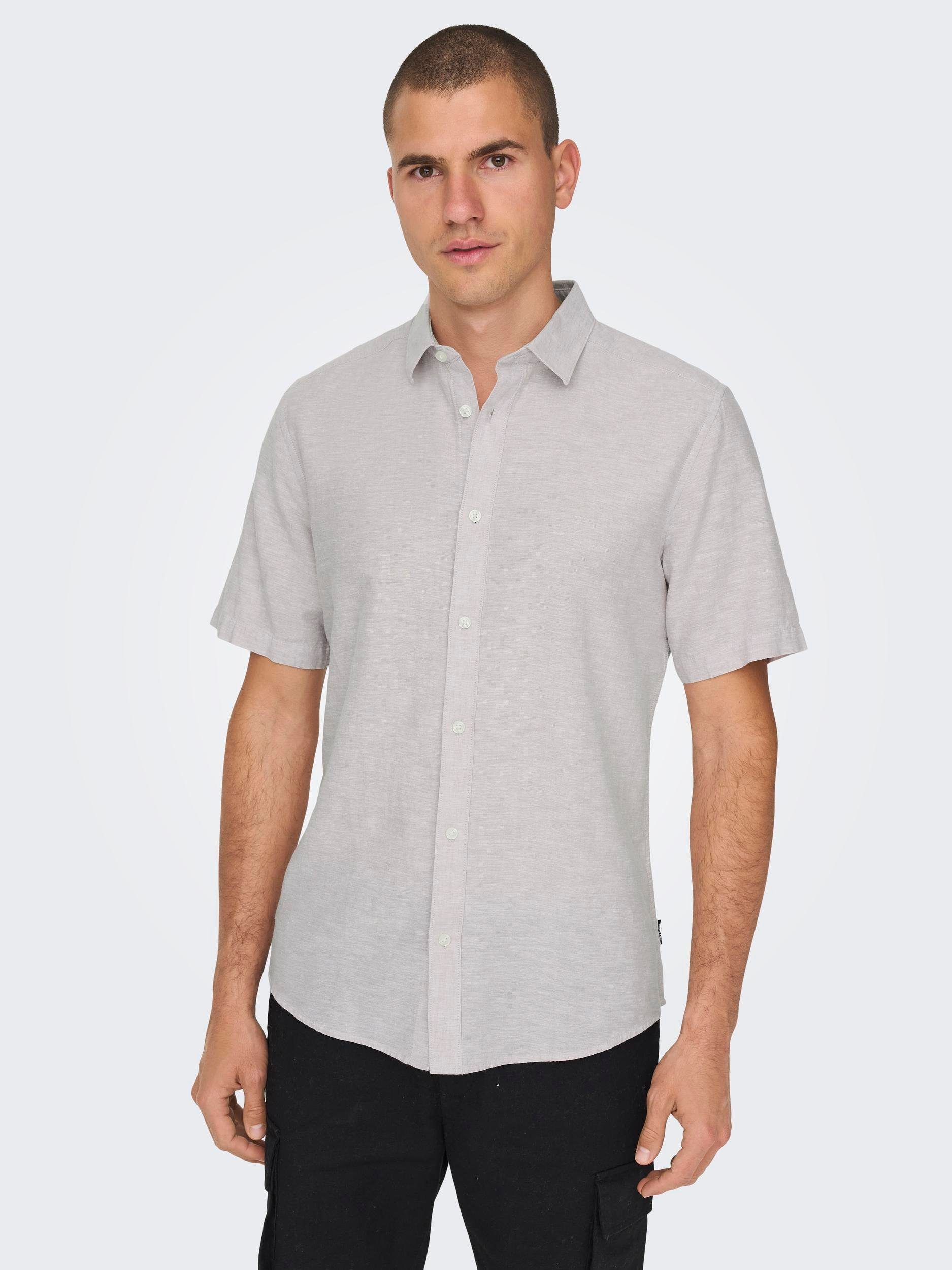 ONLY & SONS Kurzarmhemd ONSCAIDEN SS SOLID LINEN SHIRT NOOS