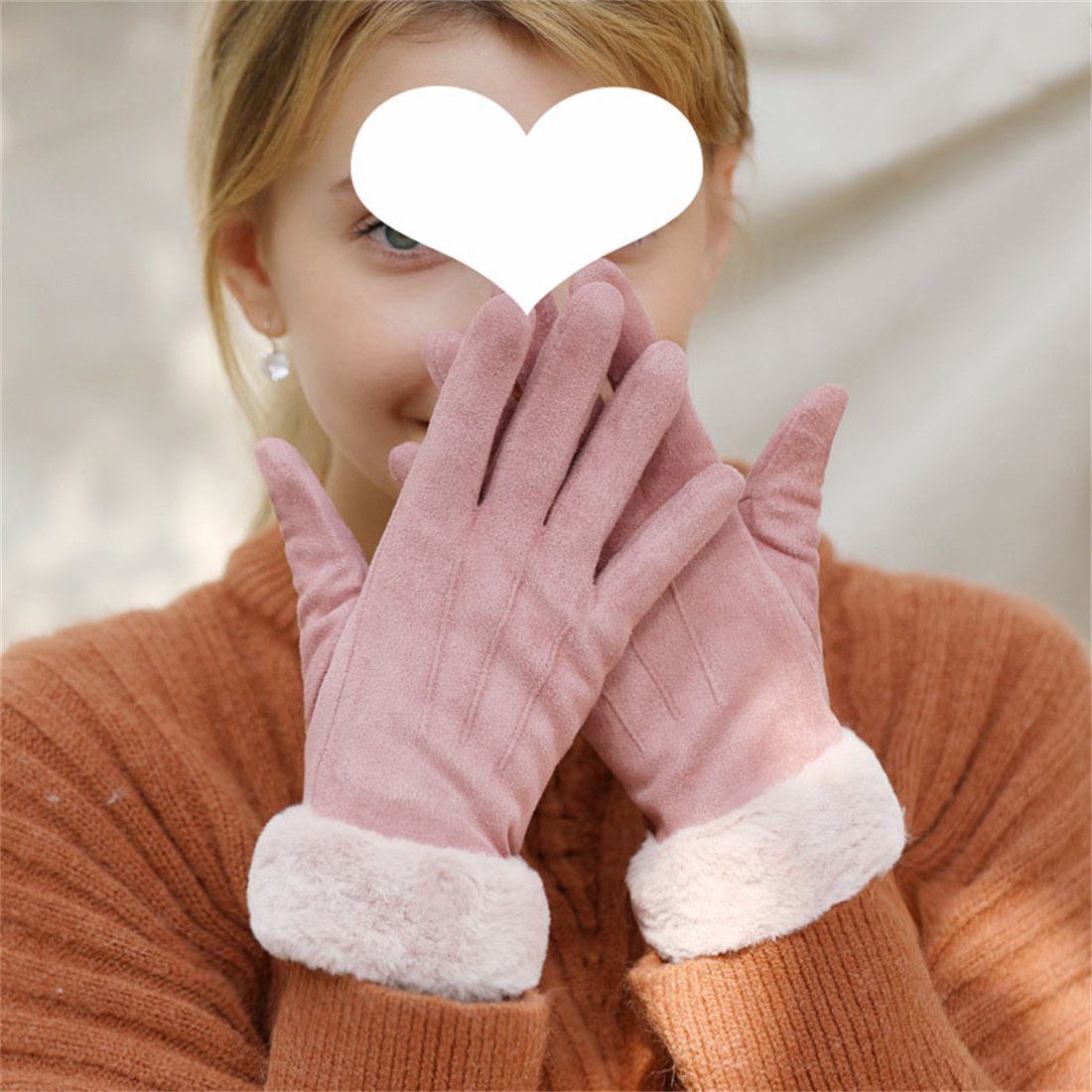 warme Winter Fleecehandschuhe DÖRÖY blau Reiten Handschuhe, Damen Touchscreen Kunstfell Handschuhe