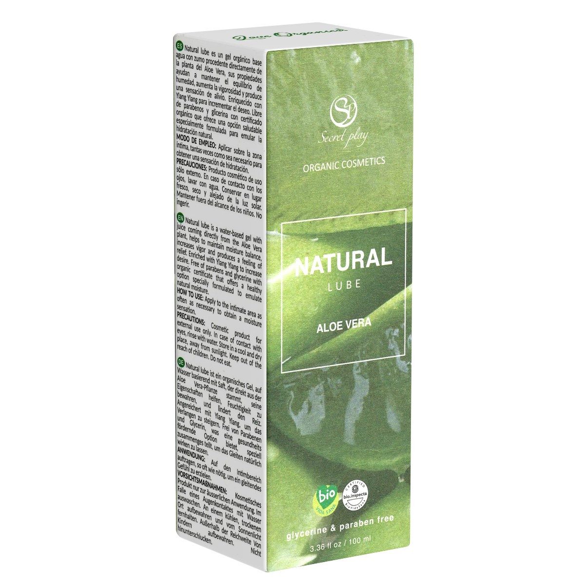 SECRET PLAY Gleitgel Natural Lube - Aloe Vera, Flasche mit 100ml, 1-tlg., natürliches Gleitmittel mit pflegenden Aloe Vera