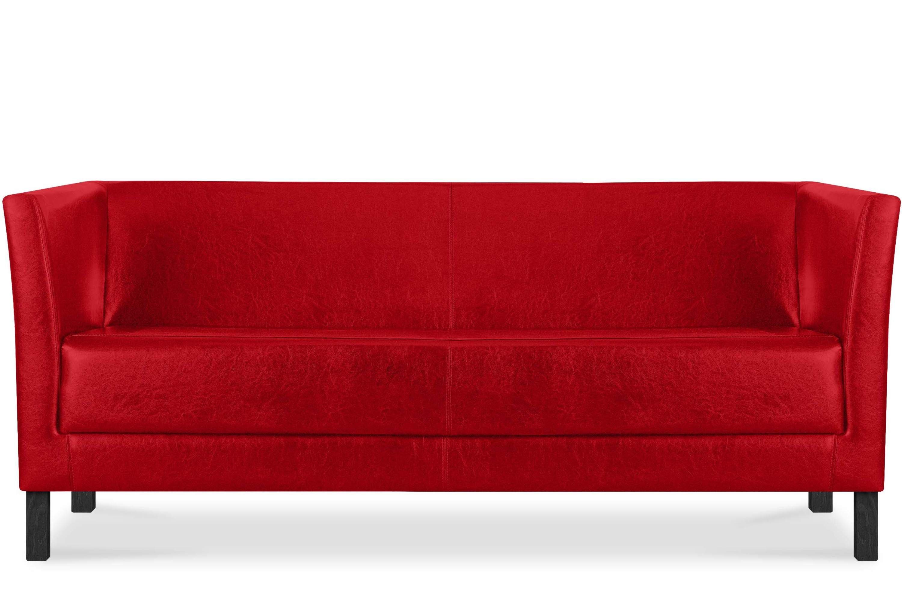 Konsimo Sofa ESPECTO Sofa 3 Sitzer, 1 Teile, weiche Sitzfläche und hohe Rückenlehne, hohe Beine, Kunstleder rot | rot