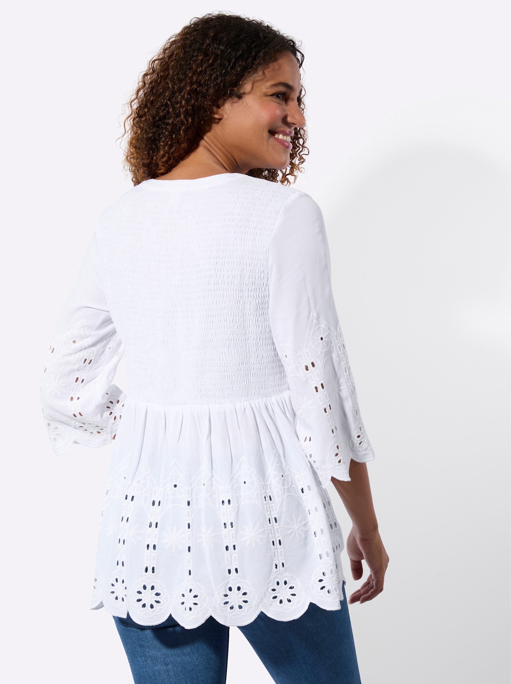Witt Klassische Bluse Spitzen-Bluse 3/4-Arm