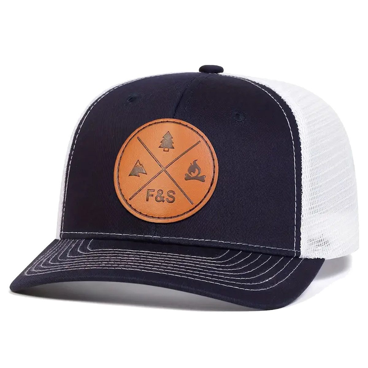 Japa Trucker Cap Berge Feuer Trucker Mesh Snapback Baseballcap Kunstleder Patch