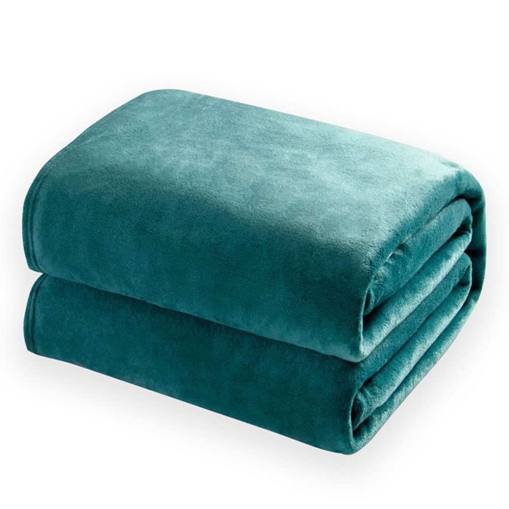 Wohndecke Einfarbige Waschlappendecke, Verdickte Blusmart Fleece-Bettlaken, Doppelseitige azure