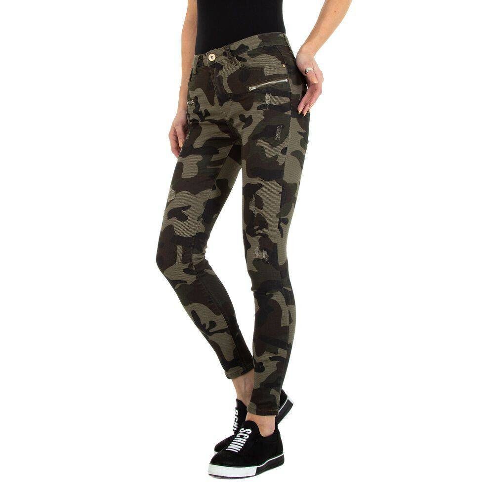 Skinny Damen Stretch Freizeit Ital-Design in Skinny-fit-Jeans Camouflage Jeans