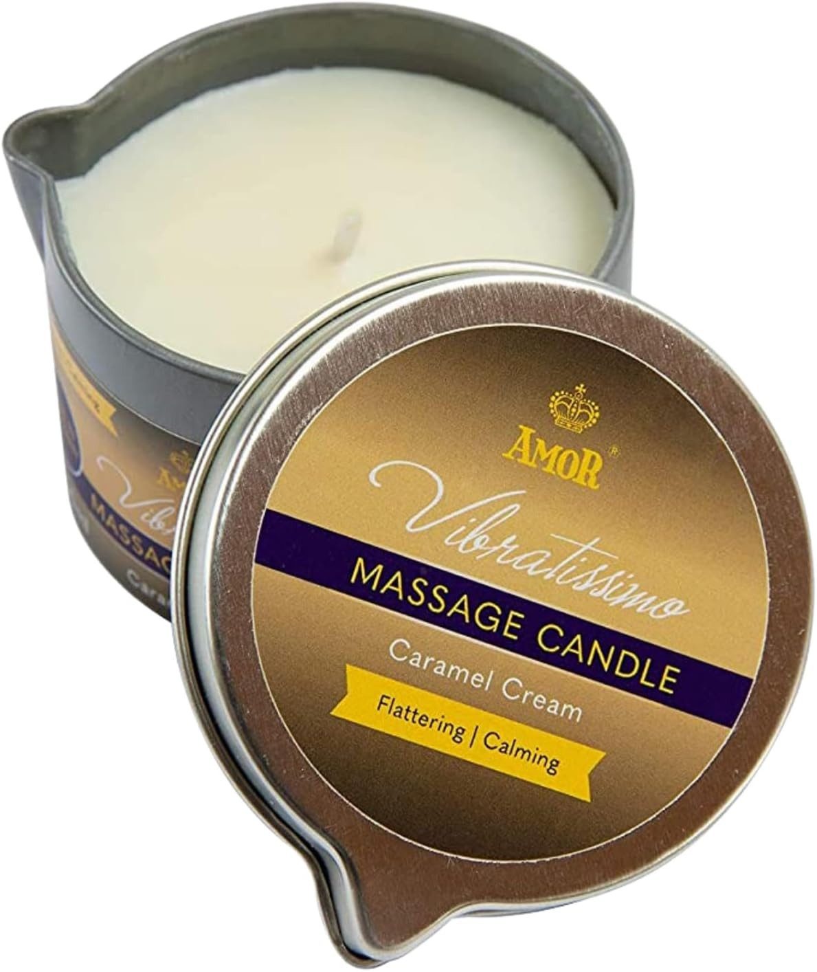 Vibratissimo Massagekerze Massage Candle Made in Germany, mit Ausgießer und verschiedenen Größen und Aromen