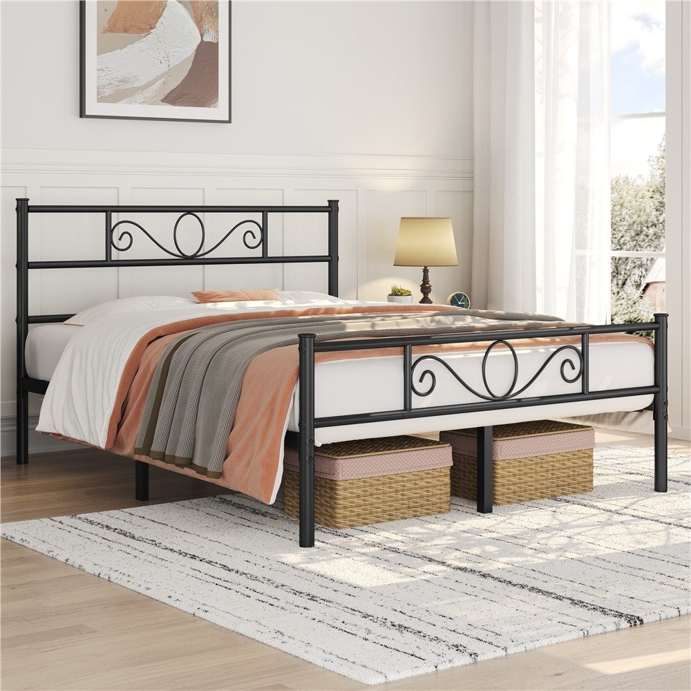Yaheetech Bettgestell Metallbett mit Kopfteil, Einzelbett/Doppelbett Metall günstig online kaufen