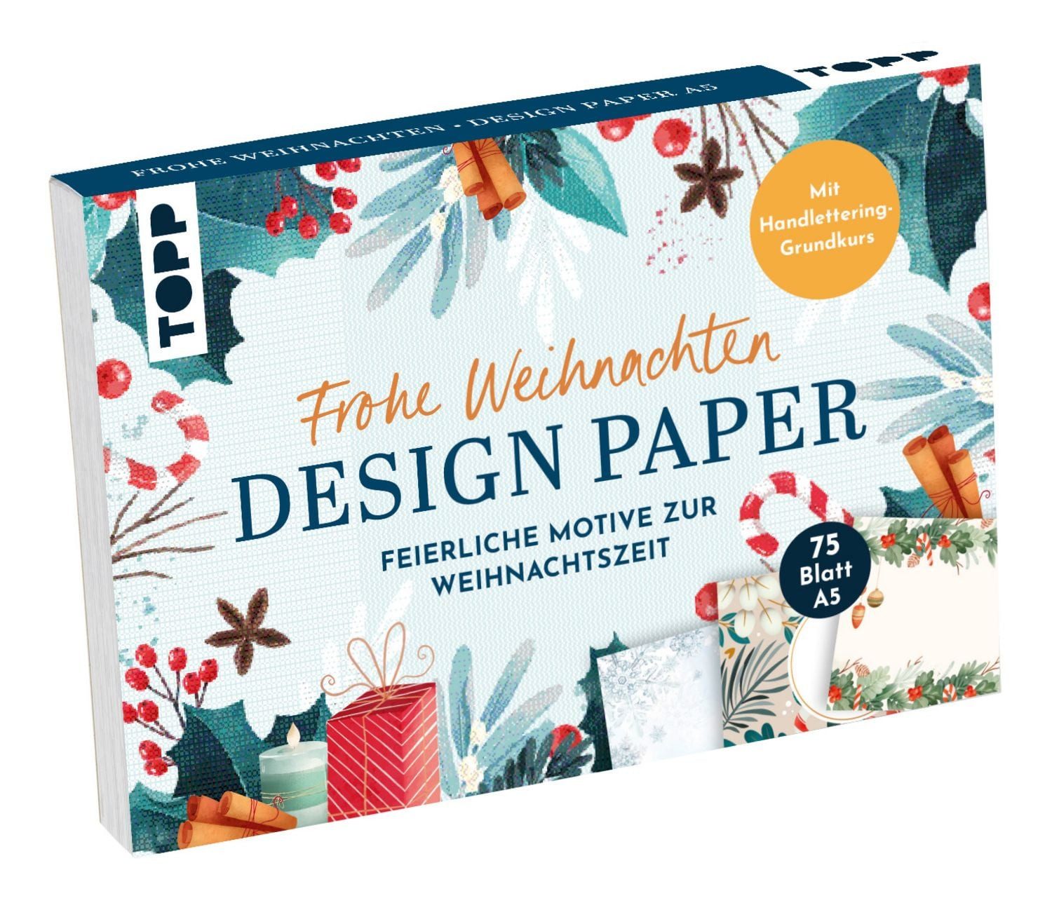 Briefpapier Design Paper A5 Frohe Weihnachten. Mit Handlettering-Grundkurs
