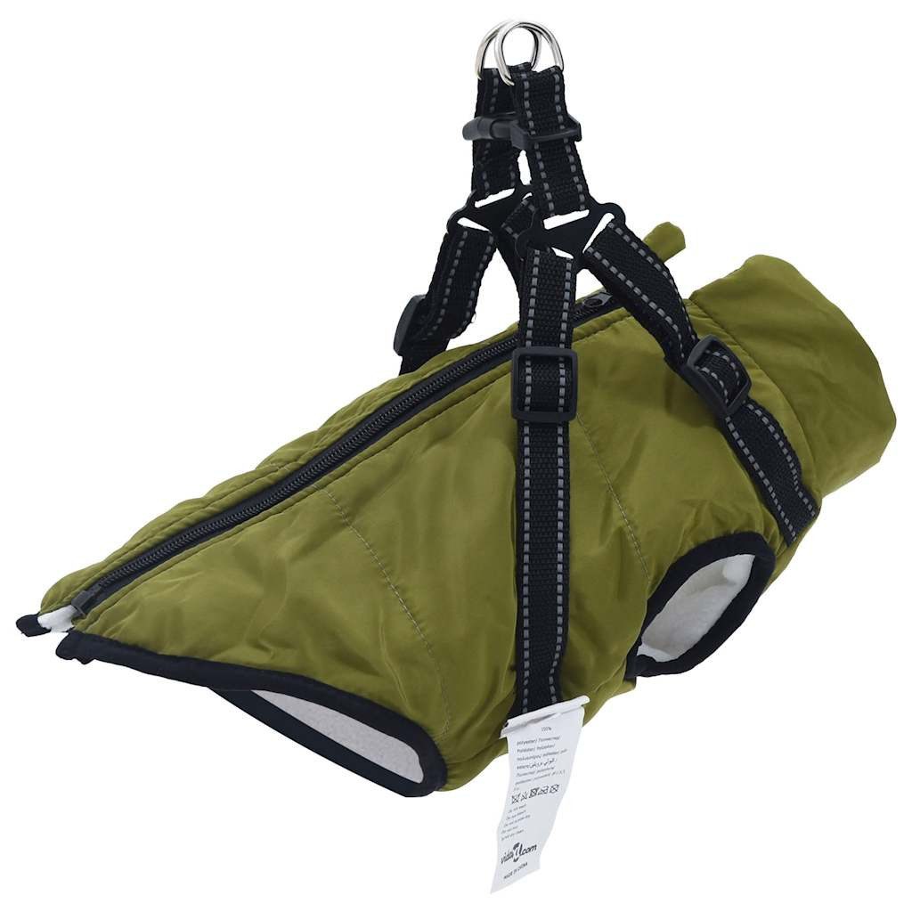 vidaXL Hundemantel l40 Hundemantel mit Geschirr Wasserdicht Armeegrün 2XL