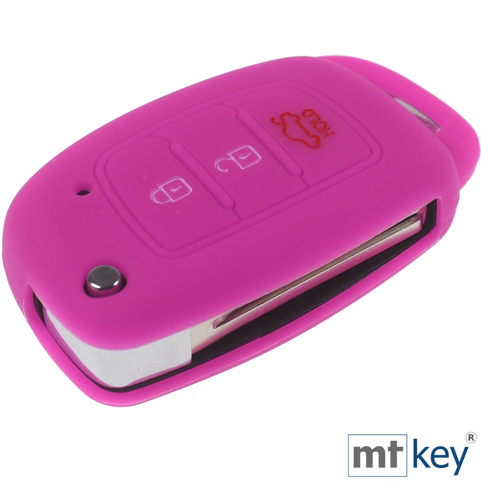 i20 Silikon Klappschlüssel 3 Autoschlüssel + Wabe Schlüsseltasche Schutzhülle Pink Hyundai im Accent Tucson i40 Knopf ix25 für i10 mt-key Design Schlüsselband, ix35