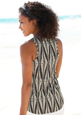 LASCANA Strandtop mit Zipperdetail und Alloverdruck, sommerliches Blusentop