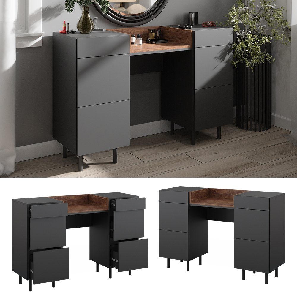 Vicco Schminktisch Anika, Anthrazit/Nussbaum, 120 cm günstig online kaufen