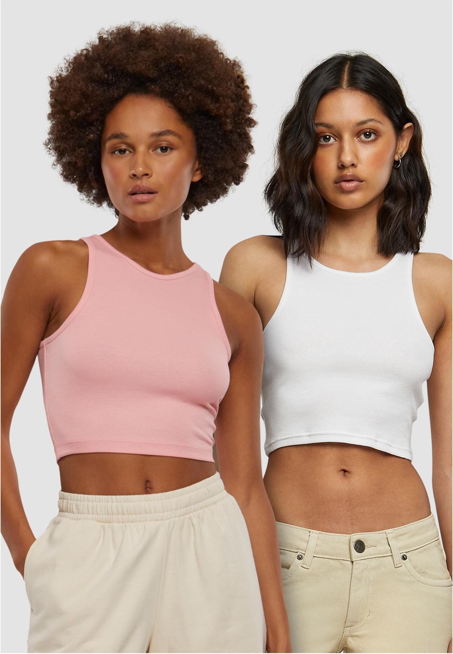 URBAN CLASSICS Tanktop Damen Cropped Rib Top 2-Pack