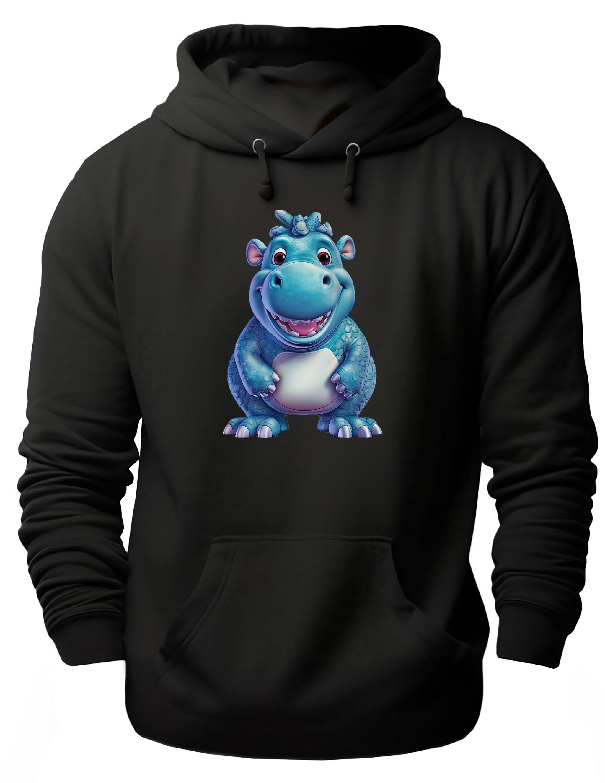 MyDesign24 Hoodie Wildtier Kapuzen Pulli - Nilpferd Dino Herren und Damen Kapuzensweater - Tier Hoodie i274