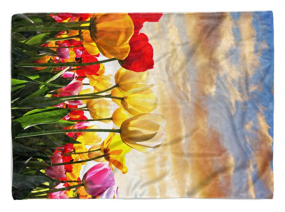 Sinus Art Handtücher Handtuch Strandhandtuch Saunatuch Kuscheldecke mit  Fotomotiv Tulpen Bunt Sommer, Baumwolle-Polyester-Mix (1-St), Handtuch