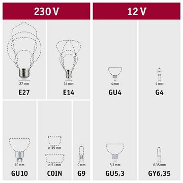 Paulmann LED-Leuchtmittel G125 Kopfspiegel 600lm 2700K 6,5W 230V schwarz chrom, 1 St., Warmweiß
