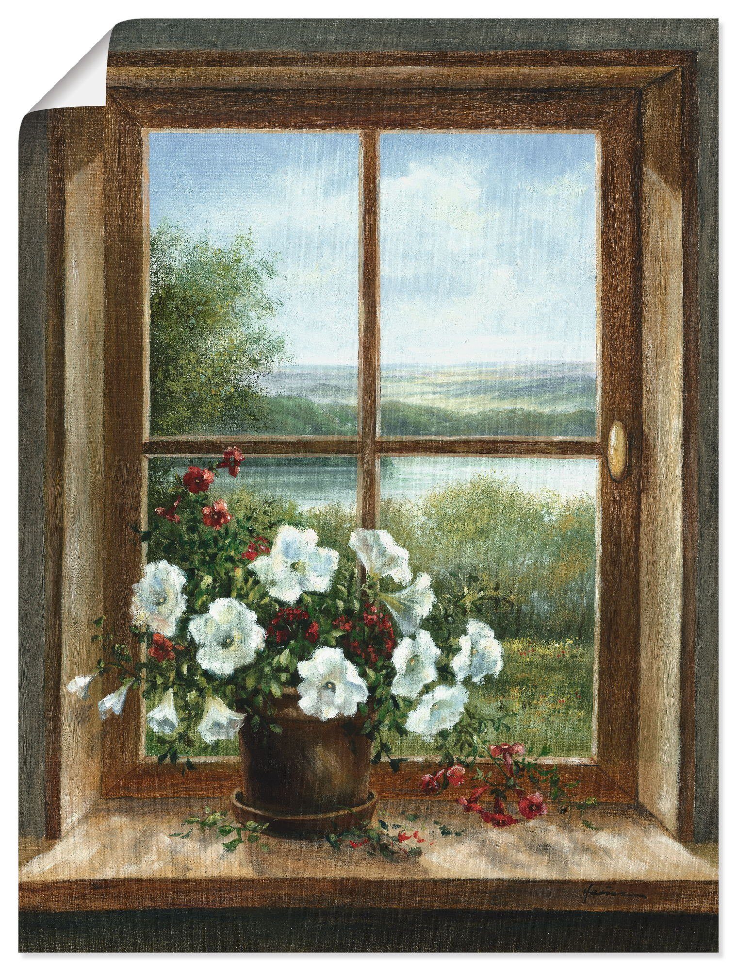 Artland Wandbild Blumen am Fenster, Arrangements (1 St), als Alubild, Outdoorbild, Leinwandbild, Poster, Wandaufkleber