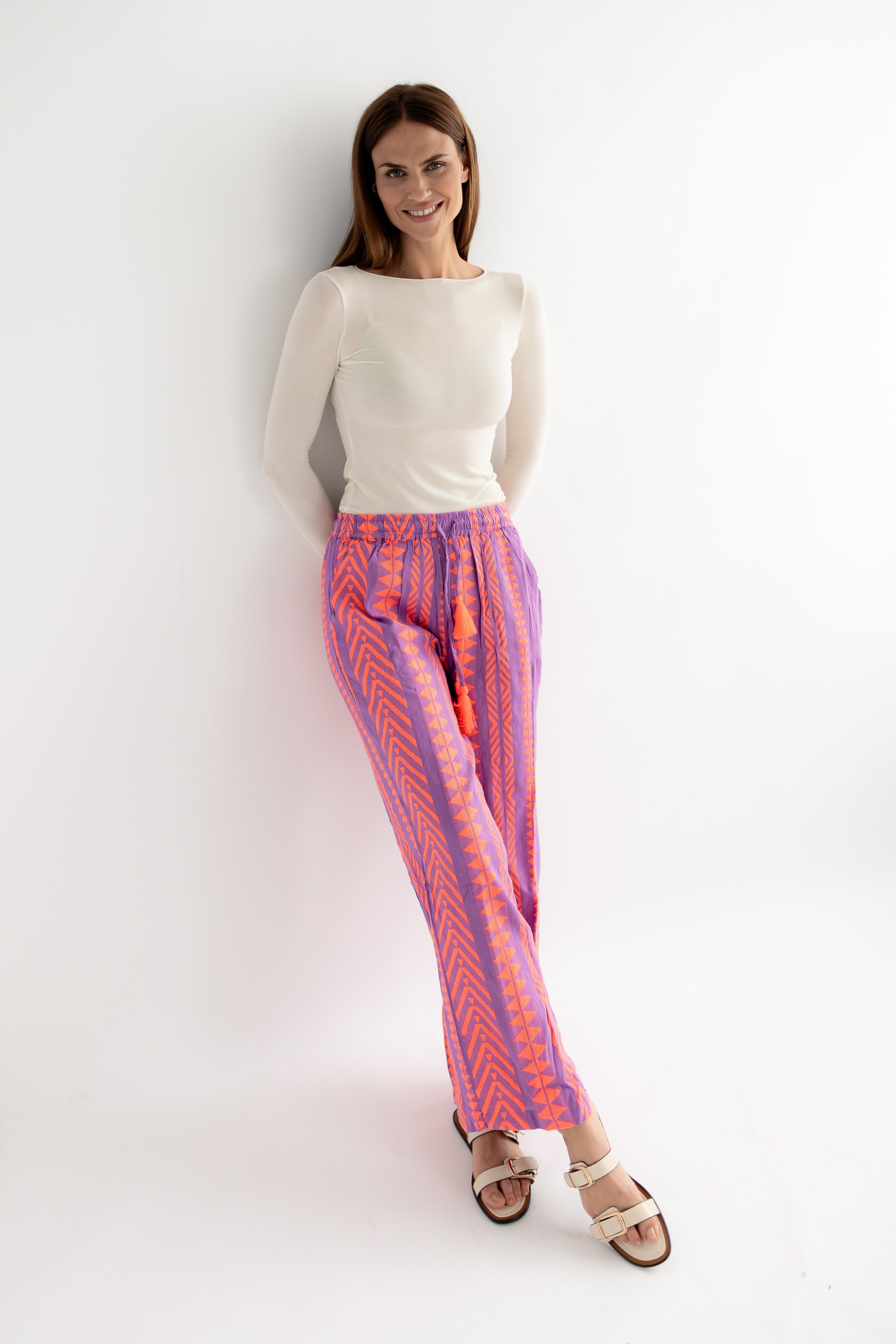 von Herzen Palazzohose Lilac Bohohose – lässige Hose mit Muster – 100% Viskose